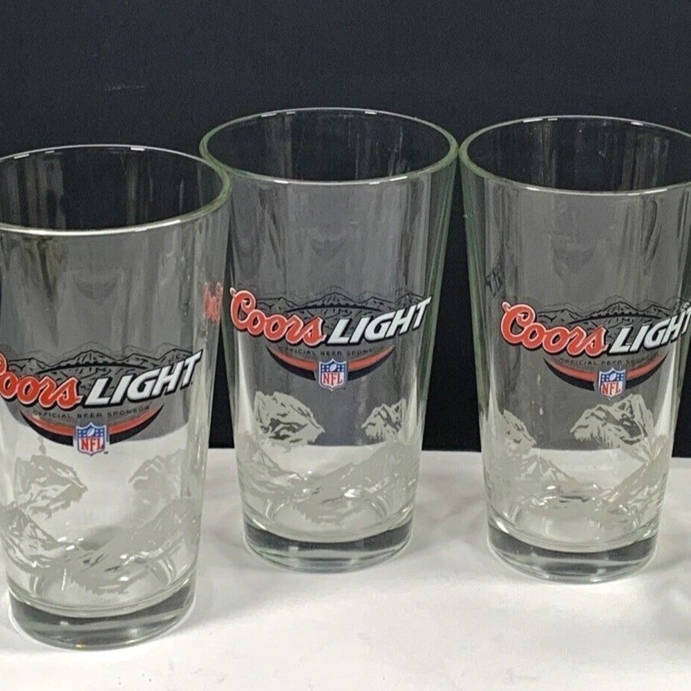 Coors Light NFL Official Beer Sponsor Mountain Glassware Logo Barware Set of 3